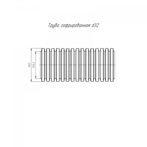 Труба гофрированная ПВХ легкая d32мм с протяжкой 350 Н сер. (уп.25м) Промрукав PR.013231