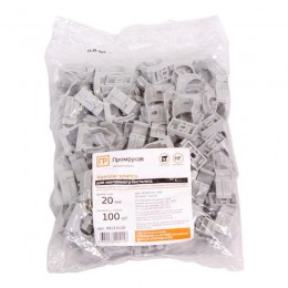 Держатель для труб (клипса) d20мм для монтажного пистолета сер. в п/э Промрукав PR13.0120