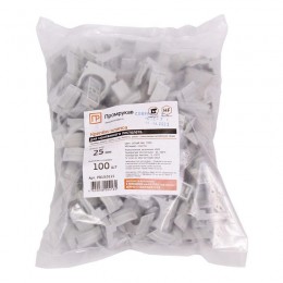 Держатель для труб (клипса) d25мм для монтажного пистолета сер. в п/э Промрукав PR13.0121