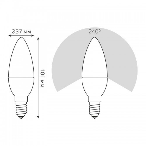 Лампа светодиодная Black 7Вт свеча 3000К тепл. бел. E14 520лм шаг. диммир. GAUSS 103101107-S