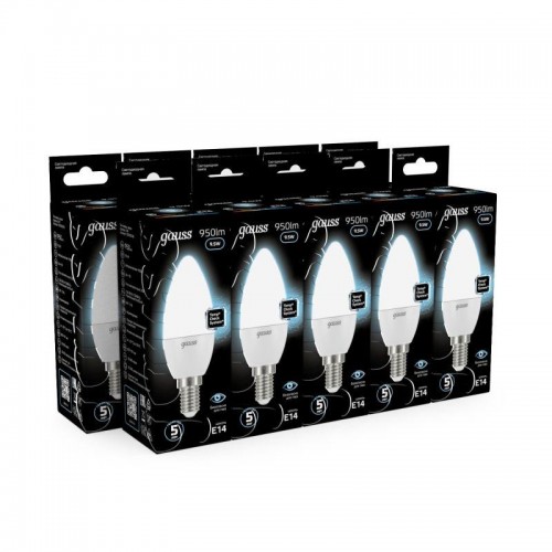 Лампа светодиодная Black 9.5Вт свеча 4100К нейтр. бел. E14 950лм GAUSS 103101210