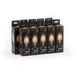 Лампа светодиодная филаментная Black Filament 5Вт свеча 2700К тепл. бел. E14 420лм GAUSS 103801105