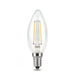 Лампа светодиодная филаментная Black Filament 5Вт свеча 2700К тепл. бел. E14 420лм GAUSS 103801105