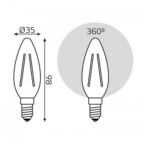 Лампа светодиодная филаментная Black Filament 5Вт свеча 2700К тепл. бел. E14 420лм GAUSS 103801105