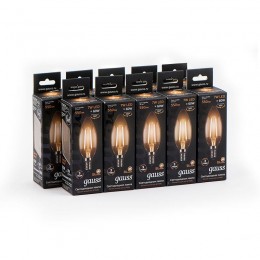 Лампа светодиодная филаментная Black Filament 7Вт свеча 2700К тепл. бел. E14 550лм GAUSS 103801107