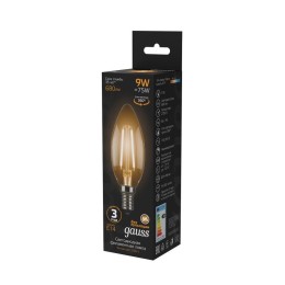Лампа светодиодная филаментная Black Filament 9Вт свеча 2700К тепл. бел. E14 680лм GAUSS 103801109