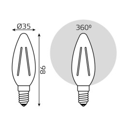 Лампа светодиодная филаментная Black Filament 5Вт свеча 4100К нейтр. бел. E14 450лм GAUSS 103801205