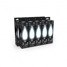 Лампа светодиодная филаментная Black Filament 5Вт свеча на ветру матовая 4100К нейтр. бел. E14 450лм GAUSS 104201205