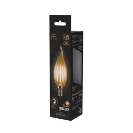 Лампа светодиодная филаментная Black Filament 5Вт свеча на ветру 2700К тепл. бел. E14 420лм GAUSS 104801105