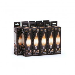 Лампа светодиодная филаментная Black Filament 9Вт свеча на ветру 2700К тепл. бел. E14 680лм GAUSS 104801109