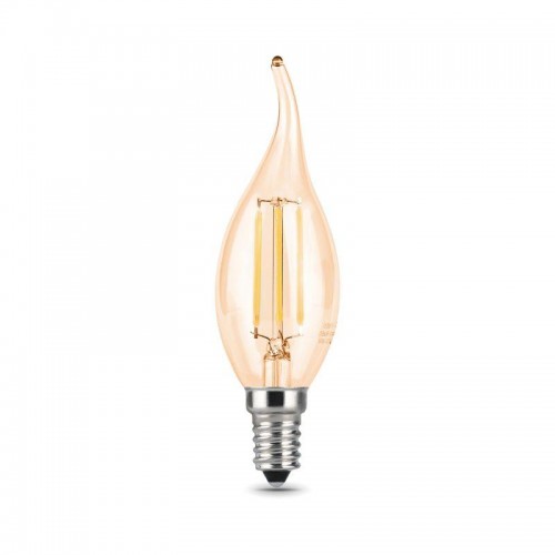 Лампа светодиодная филаментная Black Filament 5Вт свеча на ветру золотая 4100К нейтр. бел. E14 420лм GAUSS 104801805