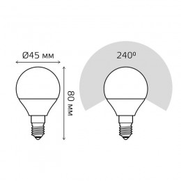 Лампа светодиодная Black 9.5Вт P45 шар 4100К нейтр. бел. E14 950лм GAUSS 105101210