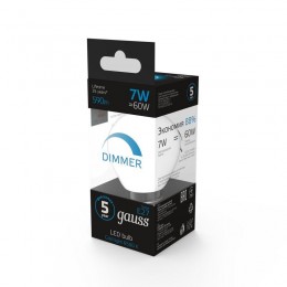 Лампа светодиодная Black 7Вт P45 шар 6500К холод. бел. E27 590лм диммир. GAUSS 105102307-D