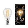 Лампа светодиодная филаментная Black Filament 9Вт P45 шар 2700К тепл. бел. E14 680лм GAUSS 105801109