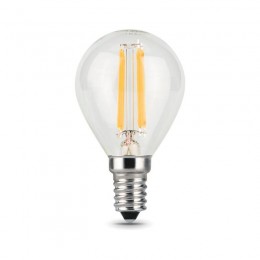 Лампа светодиодная филаментная Black Filament 9Вт P45 шар 2700К тепл. бел. E14 680лм GAUSS 105801109