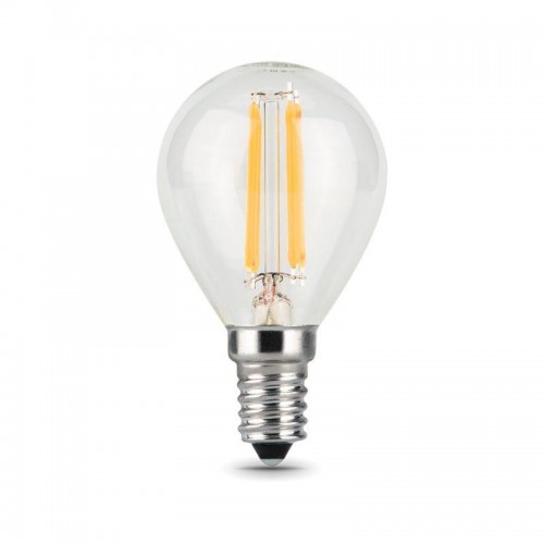 Лампа светодиодная филаментная Black Filament 9Вт P45 шар 2700К тепл. бел. E14 680лм GAUSS 105801109