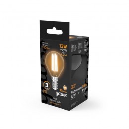 Лампа светодиодная филаментная Black Filament 13Вт P45 шар 2700К тепл. бел. E14 1100лм GAUSS 105801113