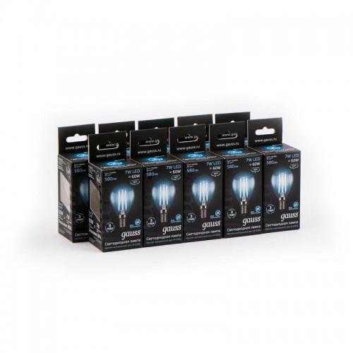 Лампа светодиодная филаментная Black Filament 7Вт P45 шар 4100К нейтр. бел. E14 580лм GAUSS 105801207