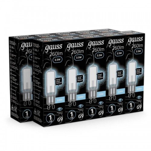 Лампа светодиодная Black 3.5Вт капсульная 4100К нейтр. бел. G9 260лм стекло GAUSS 107809203