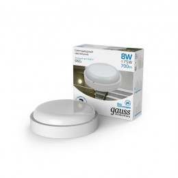 Светильник светодиодный Elementary 8Вт 6500К IP65 700лм d140х48мм ДБП круг настенно-потолочный GAUSS 126411308