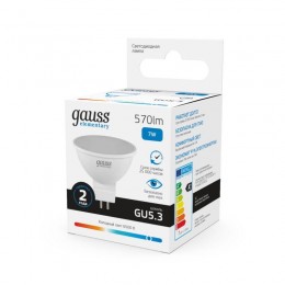Лампа светодиодная Elementary 7Вт MR16 софит 6500К холод. бел. GU5.3 570лм GAUSS 13537