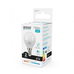 Лампа светодиодная Elementary 10Вт P45 шар 4100К нейтр. бел. E14 730лм GAUSS 53120