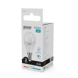 Лампа светодиодная Elementary 12Вт P45 шар 4100К нейтр. бел. E14 920лм GAUSS 53122