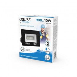 Прожектор светодиодный Elementary 10Вт 6500К IP65 900лм 200-240В ДО черн. GAUSS 613100310