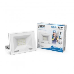 Прожектор светодиодный Elementary 20Вт 6500К IP65 1800лм 200-240В ДО бел. GAUSS 613120320