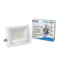 Прожектор светодиодный Elementary 50Вт 6500К IP65 4500лм 200-240В ДО бел. GAUSS 613120350