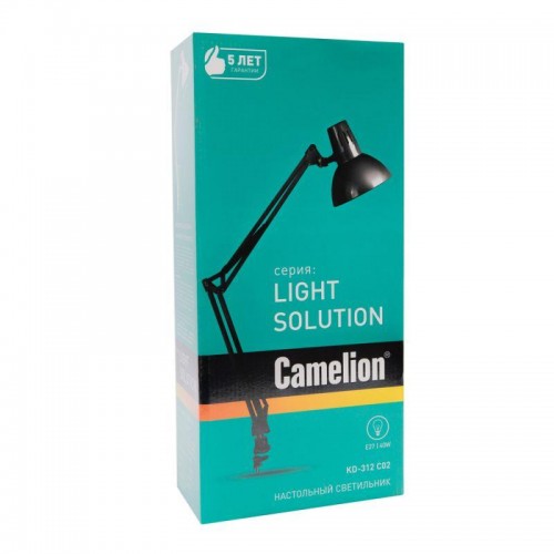 Светильник KD-312 настол. струбцина 230В 60Вт E27 черн. Camelion 10999