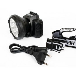 Фонарь аккумуляторный налобный LED5362 7LED 2 режима 220В пластик. черн. (бокс) Ultraflash 11256