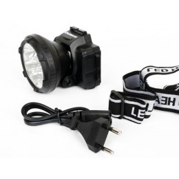 Фонарь аккумуляторный налобный LED5366 LED 2 режима 220В пластик. черн. (бокс) Ultraflash 11649