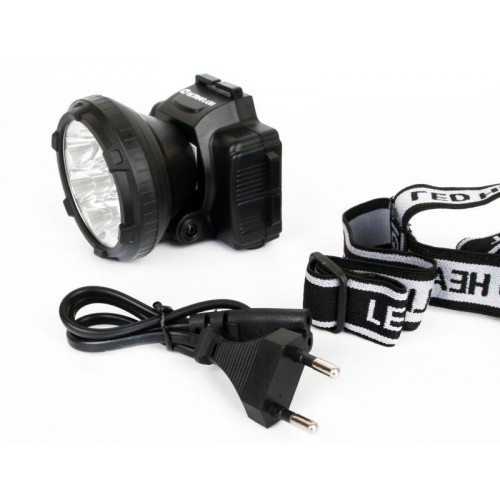 Фонарь аккумуляторный налобный LED5366 LED 2 режима 220В пластик. черн. (бокс) Ultraflash 11649