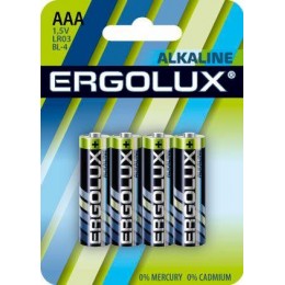 Элемент питания алкалиновый AAA/LR03 1.5В Alkaline BL-4 (блист.4шт) Ergolux 11744