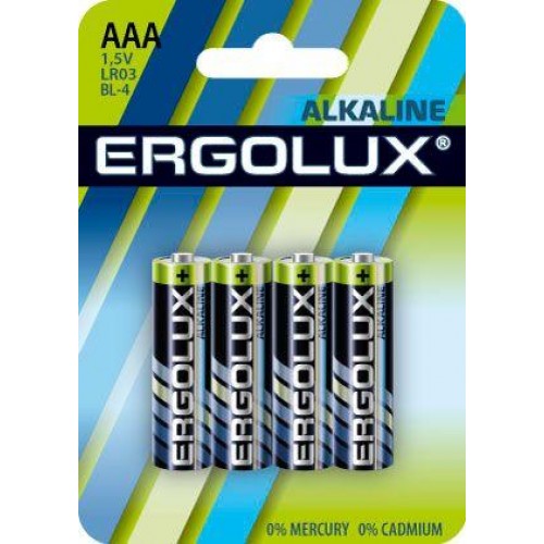 Элемент питания алкалиновый AAA/LR03 1.5В Alkaline BL-4 (блист.4шт) Ergolux 11744