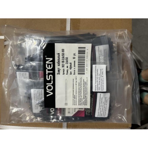 Хомут V02-1B-3.6х150-100 3.6х150 нейл. черн. (уп.100шт) Volsten 12958