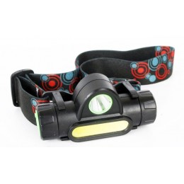 Фонарь аккумуляторный налобный E1340 XPE + COB LED 3Вт 2 режима аккум. 3.7В магнит диммир. черн. (бокс) Ultraflash 14268