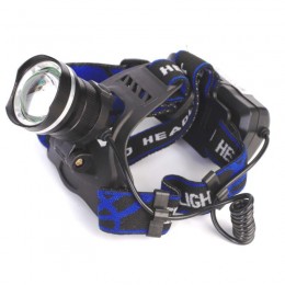 Фонарь аккумуляторный налобный LED5337 3.7В 1LED 5Вт фокус 2 ак. 3 режима USB бокс черн. Ultraflash 15016