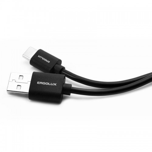 Кабель USB-Type C 2А 1м зарядка + передача данных черн. (пакет) ERGOLUX 15089
