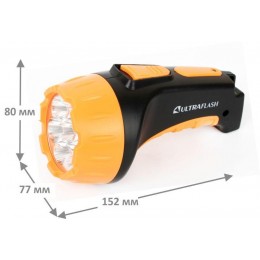 Фонарь аккумуляторный LED3807 7LED 2 режима аккум. SLA 220В пластик. черн./желт. (кор.) Ultraflash 9216