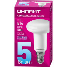 Лампа светодиодная 61 142 OLL-R50-5-230-6.5K-E14 5Вт ОНЛАЙТ 61142