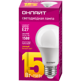 Лампа светодиодная 61 149 OLL-A60-15-230-2.7K-E27 15Вт грушевидная ОНЛАЙТ 61149