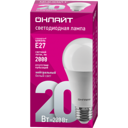 Лампа светодиодная 61 158 OLL-A60-20-230-4K-E27 20Вт грушевидная ОНЛАЙТ 61158