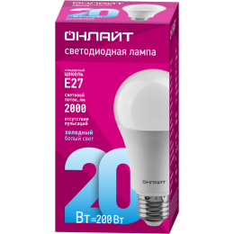 Лампа светодиодная 61 159 OLL-A60-20-230-6.5K-E27 20Вт грушевидная ОНЛАЙТ 61159
