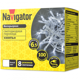 Гирлянда светодиодная 61 808 NGF-S01-100CW-5-6.5m-230-C8-TR-IP20 Navigator 61808