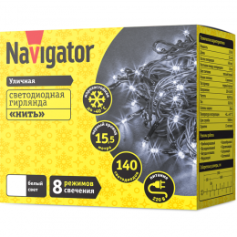 Гирлянда светодиодная 61 828 NGF-S01-140CW-10-15.5m-230-C8-BL-IP44 Navigator 61828