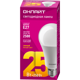 Лампа светодиодная 61 953 OLL-A60-25-230-2.7K-E27 25Вт ОНЛАЙТ 61953