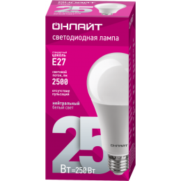 Лампа светодиодная 61 954 OLL-A60-25-230-4K-E27 25Вт ОНЛАЙТ 61954