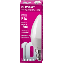 Лампа светодиодная 61 957 OLL-C37-10-230-4K-E14-FR 10Вт ОНЛАЙТ 61957